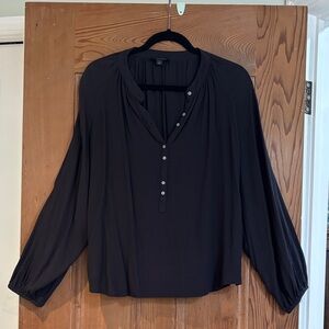 J. Crew Black Blouse with Button Accents Size Large